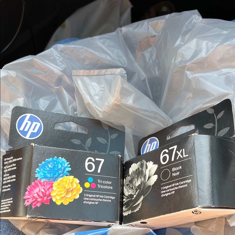 HP PRINTER INK 67 XL black and color combo